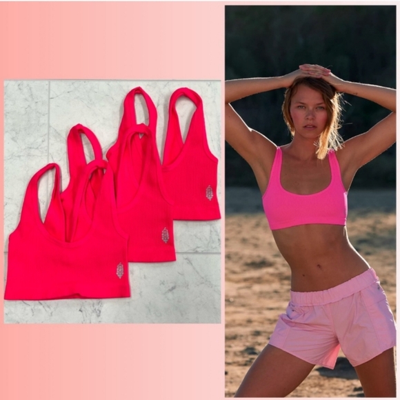 🔥 NWOT!! 🔥 Free People Happiness Runs scoop neck sport bra Size M/L - Picture 2 of 12